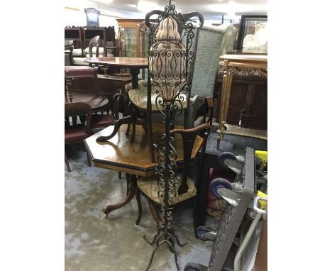Wrought iron and glass free standing lantern