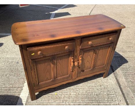 Ercol sideboard with two drawers and cupboards below, 120cm wide, 48cm deep, 84cm high