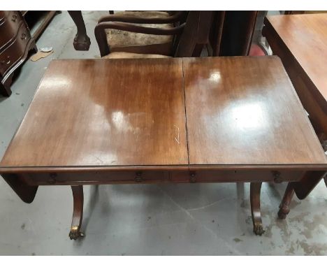 Nineteenth century mahogany sofa table with two drawers, 101cm wide