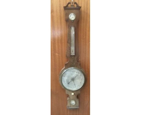 Large Victorian mahogany banjo barometer, engraved silvered dials, 116cm highCondition report: Barometer face is 26cm wide