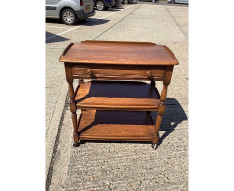 Ercol three tier trolley with single drawer, 82cm wide, 46cm deep, 82cm high