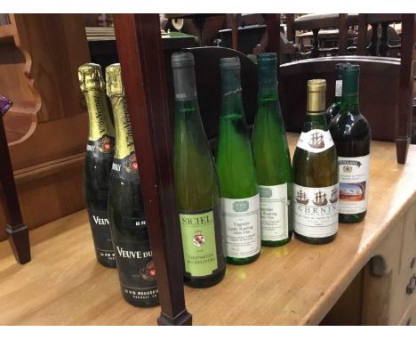 Lot of bottles of wine and sparkling wines (12)