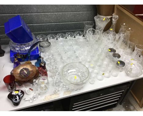 Collection of cut glass ware to include glasses, decanter and other items