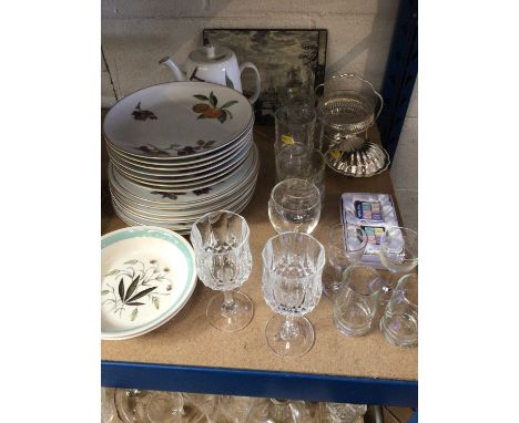 Sundry items, including Royal Worcester Evesham pattern china, two Hedgerow bowls, silver plate and a quantity of children's 