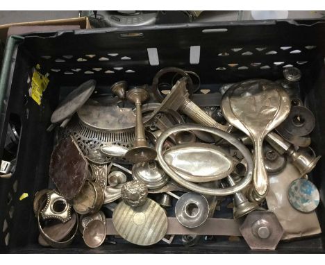 Ex. Silversmiths stock- One box containing a large quantity of scrap silver and white metal items and fragments to include va