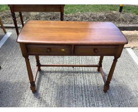 Ercol side table with two drawers, 100cm wide, 38cm deep, 74cm high