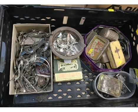 Ex. Silversmiths stock- One box containing a large quantity of scrap silver and white metal fragments (qty)