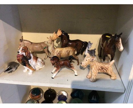 Quantity of ceramic models of animals, including Beswick, Doulton, Sylvac