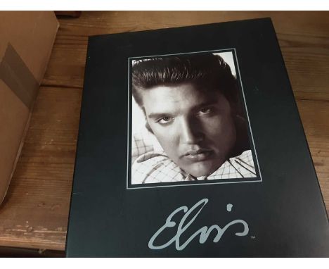 Three Elvis Presley records, other Elvis memorabilia, boxed chess set, ephemera and sundries - 2 boxes