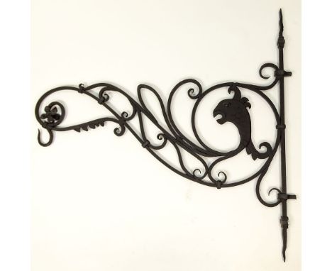Large 19th Century Italian Wrought Iron Wall Bracket. Unsigned. Painted or in good condition. Measures 49-1/2" H x 54" W. Pro