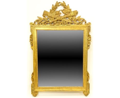 Vintage Italian Carved Giltwood Mirror. Unsigned. Light wear and rubbing or good condition. Measures 49" x 33". Provenance: C