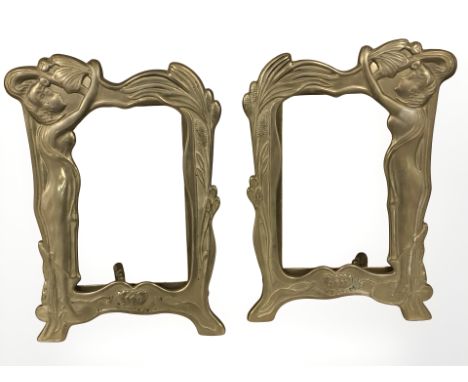 A pair of Art Nouveau easel picture frames, height 21 cm  