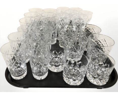 A group of crystal whiskey tumblers, wine glasses, etc 