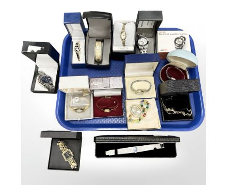 A group of fourteen wristwatches including Lady's and Gentleman's examples, Christin Lars, Rotary etc, most parts boxed.