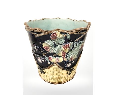A Majolica planter, height 25 cm (restored) 