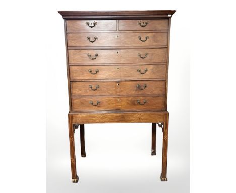 A Chinese Chippendale camphor wood secretaire cabinet on stand, 105 cm W x 54 cm D x 172 cm H.