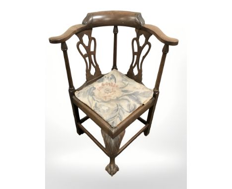 A George II-style mahogany Chippendale style child's corner armchair, late 19th century, stamped 'H Samuel, 484 Oxford Street