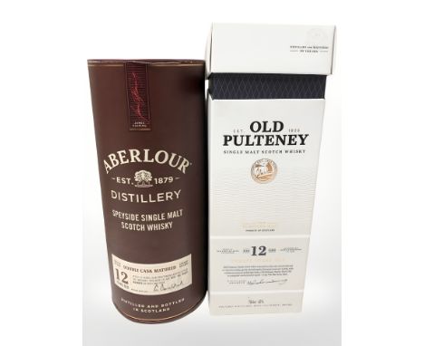 A bottle of Aberlour Distillery Speyside single malt scotch whisky, double cask matured, aged twelve years, 70 cl, with a bot