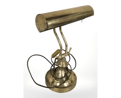 A brass adjustable desk lamp, height 34 cm 