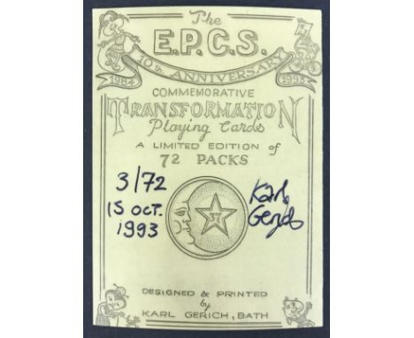LIMITED SIGNED EDITION OF Anniversary Transformation pack designed and produced by Karl Gerich, 1993The “English Playing Card