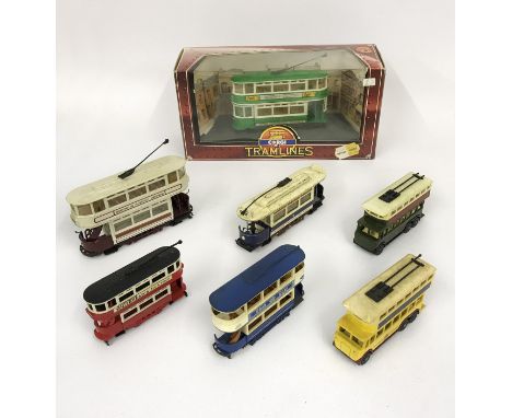 COLLECTION OF 29 VINTAGE BOXED TRAM MODELS TO INCLUDE CORGI, MATCHBOX AND OTHERSALSO INCLUDED IN THIS LOT ARE SIX MODELS WITH