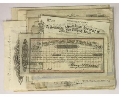 SMALL GROUP OF ANTIQUE AND VINTAGE SHARES &amp; BONDS