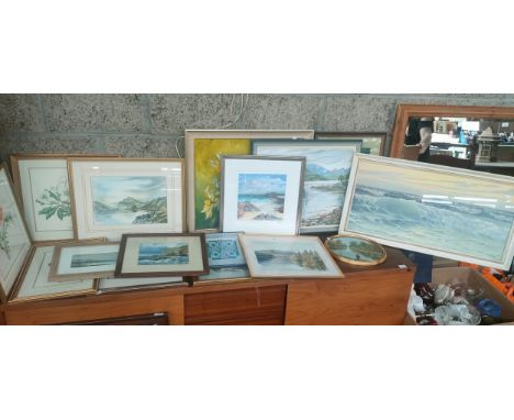Large selection of various artworks, watercolours, tapestries and prints. 