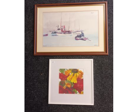 Large framed print depicting 'Breakwater Bay', by Homer.Along with a high quality print taken from the original acrylic  pain