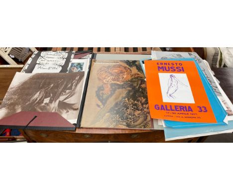 Artist portfolio of various art exhibition posters; Ernesto Mussi Galleria 33 1971, British Museum Japanese paintings and Pri