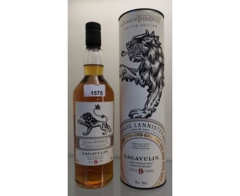 Game of Thrones Limited edition 'House Lannister' Lagavulin Islay Single Malt Scotch Whisky, aged 9 years. [Full, sealed and 