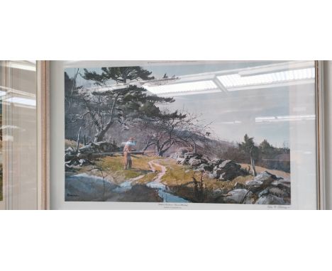Two coloured fishing and hunting scene prints by OGDEAN M. PLEISSNER. Signed in pencil 