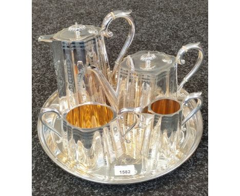 Antique Ornate E.P Four piece Tea and coffee service with serving tray. 