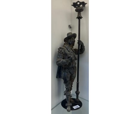Heavy Antique Cast metal Musketeer figural gas light fitment. [57cm high] 