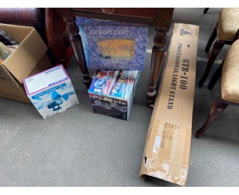 Various boxed lighting items- Professional Light stand. 
