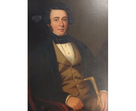 19th Century Portrait of Humprey Waddington, son of Jeremiah Waddington. Oil on board within a an ornate frame, unsigned.[Fra