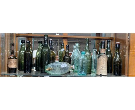 A shelf of collectable bottles to include names such as; [Robert Barr] [J.J Miller] [MacLay &amp; Co Ltd] [W. Lindsay]