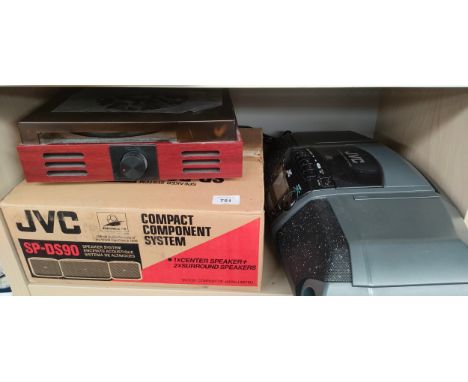 JVC Compact speaker system, Record player and JVC Ghetto blaster. 