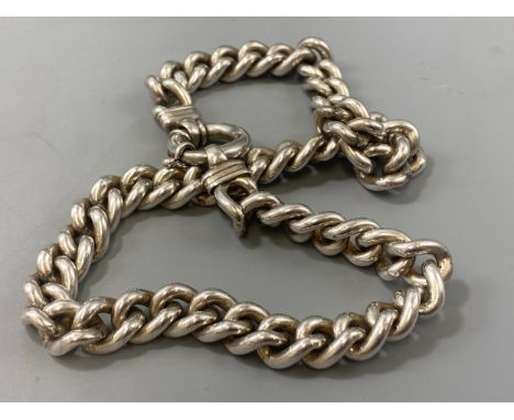 Vintage heavy 925 silver curb chain, solid links weight 176.6 grams length 44cm 