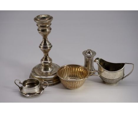 A small group of silver and sterling items,&nbsp;to include a sterling silver taste du vin, inset Mexican one peso, 1933, 92.