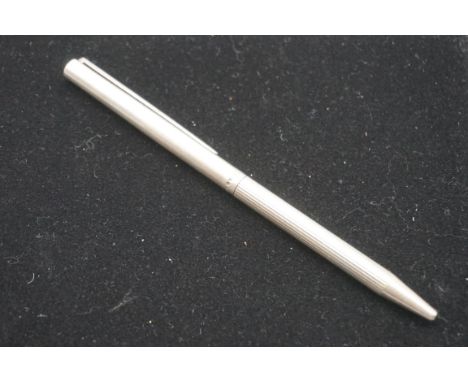 A vintage Dupont sterling silver and enamel ballpoint pen, 13.5cm. 