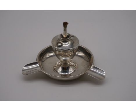 An Edwardian silver table cigar lighter/ashtray, by Charles S Green &amp; Co Ltd, Birmingham 1904, 7cm high, 49.5g gross weig