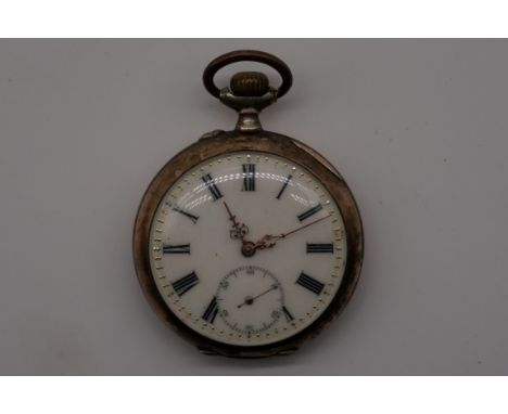 An early 20th century Hertha .800 open faced stem wind pocket watch,&nbsp;47mm. 