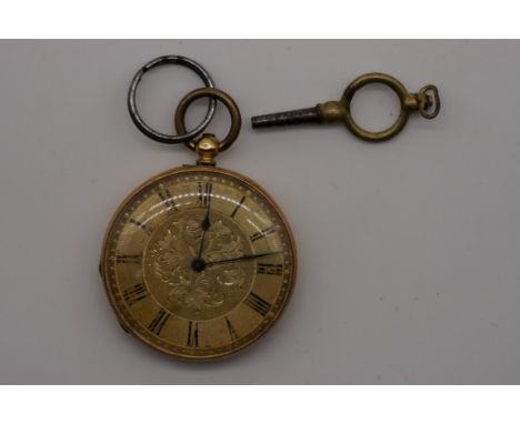 A small Piaget 18k gold open faced key wind pocket watch,&nbsp;36mm. 