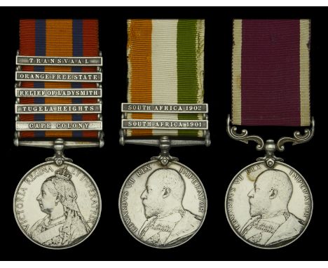 Three: Squadron Quartermaster Sergeant C. E. Purvor, Army Service Corps  Queen’s South Africa 1899-1902, 5 clasps, Cape Colon