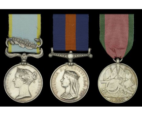 Three: Deputy Surgeon General C. C. Dempster, Army Medical Department, attached 46th Foot  Crimea 1854-56, 1 clasp, Sebastopo