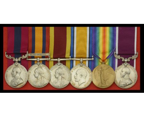 A Great War D.C.M. group of six awarded to Battery Sergeant-Major F. H. Makey, Royal Garrison Artillery, who was killed in ac