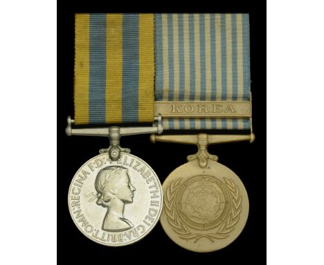 Pair: Stoker Mechanic K. G. Moore, Royal Navy   Korea 1950-53, 1st issue (C/SKX. 833617. K. G. Moore. S.M. R.N.); U.N. Korea 