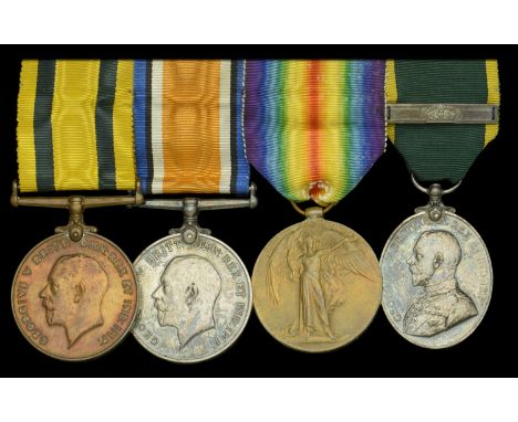 Four: Sergeant W. Cross, Devonshire Regiment  British War and Victory Medals (142 Sjt. W. Cross. Devon R.); Territorial Force