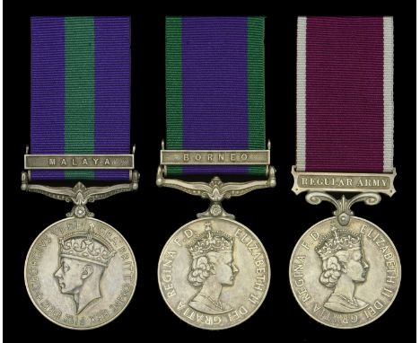 Three: Staff Sergeant Lalbir Gurung, 1/6th Gurkha Rifles  General Service 1918-62, 1 clasp, Malaya, G.VI.R. (21144060 Rfn Lal