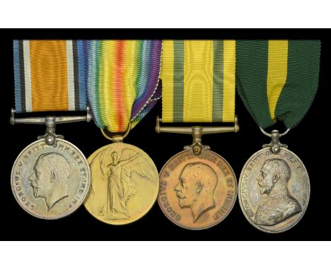 Four: Corporal A. Henley, Devonshire Regiment  British War and Victory Medals (405 Cpl. A. Henley. Devon R.); Territorial For